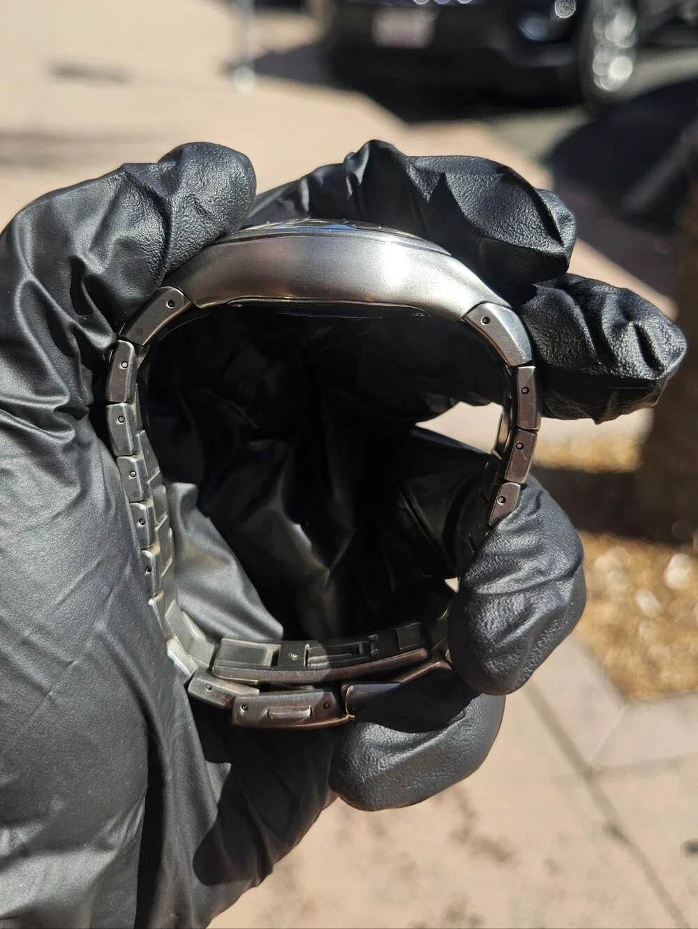 Oakley Timebomb Icon Titanium Watch with Gold Dial.